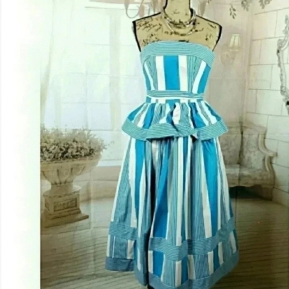 Victor Costa Vintage 1980s Strapless Flare Dress – Size 4 - Picture 3 of 11